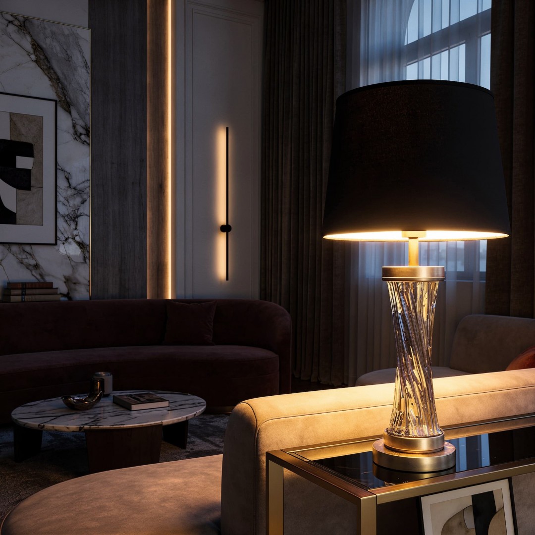 LAMPA NOCNA GLAMOUR CZARNO-MOSIĘŻNA VILLANOVA