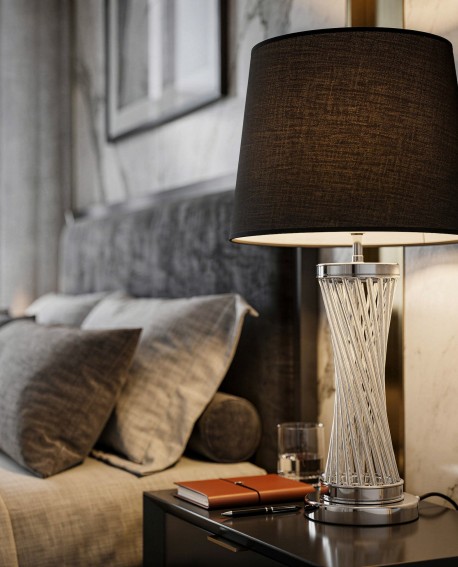 LAMPA NOCNA GLAMOUR CZARNO-CHROMOWANA VILLANOVA