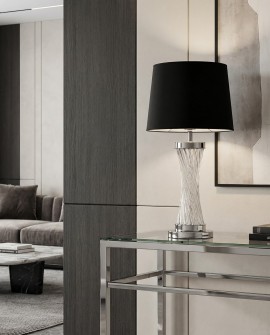 LAMPA NOCNA GLAMOUR CZARNO-CHROMOWANA VILLANOVA