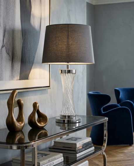 LAMPA NOCNA GLAMOUR CZARNO-CHROMOWANA VILLANOVA