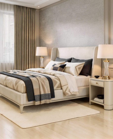 LAMPA NOCNA GLAMOUR BIAŁO-MOSIĘŻNA VILLANOVA