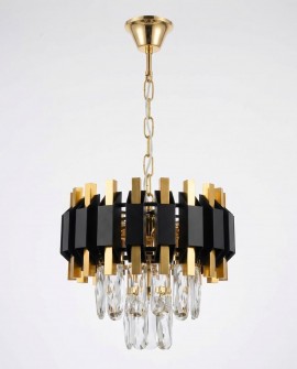 KLASYCZNY ŻYRANDOL KRYSZTAŁOWY CZARNO-ZŁOTY RIVO D25