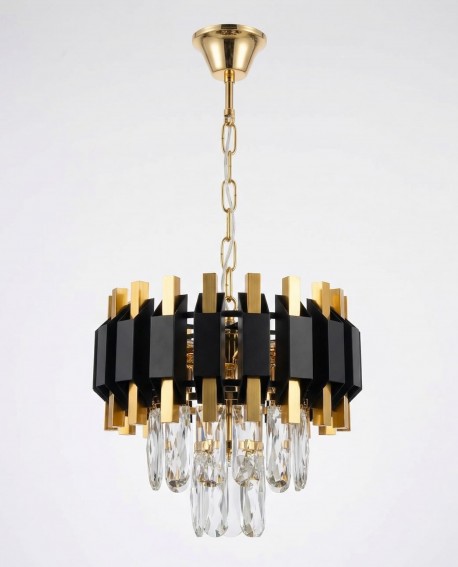 KLASYCZNY ŻYRANDOL KRYSZTAŁOWY CZARNO-ZŁOTY RIVO D25