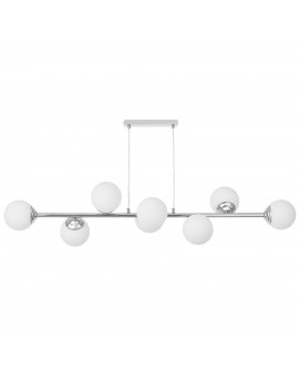 Nowoczesny żyrandol FINO W8 Lampit z chromowaną konstrukcją oraz białymi szklanymi kloszami