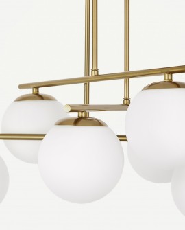 Detal klosza lampy LEDO W6 Lampit połączenie białego szkła i złotego metalu