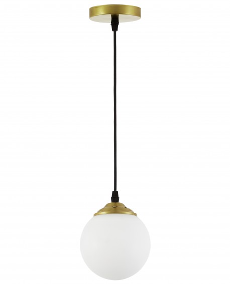 Lampa wisząca Lampit z białą kulą i złotym stelażem, elegancka oprawa do nowoczesnych wnętrz