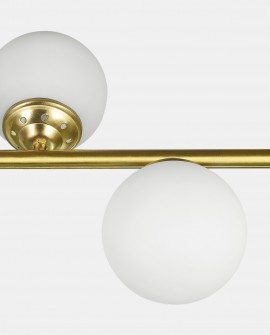 Detal lampy Fino W8, widoczna szczotkowana złota rama z białym kloszem, precyzyjnie wykonane mocowanie