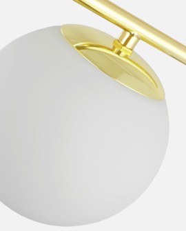 Mlecznobiały szklany klosz w złotej oprawie lampy wiszącej LEDO W4 Lampit