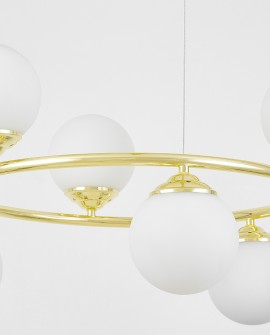 Zbliżenie na obwód lampy FINO RING W6 z mlecznymi kulami w stylu nowoczesnym