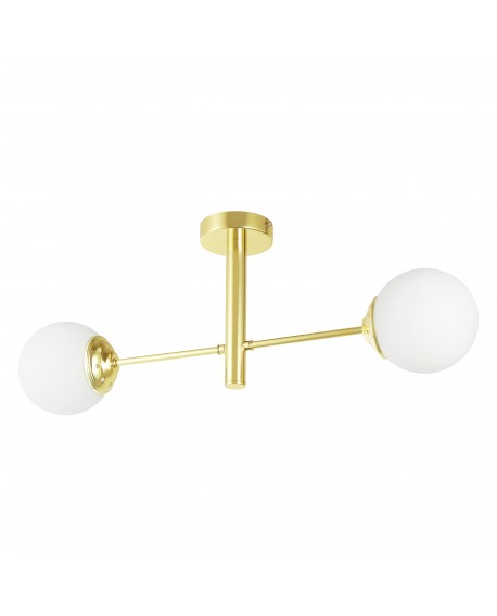 Minimalistyczna lampa sufitowa Fino W2 Lampit złota z dwoma białymi kloszami