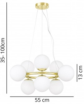Nowoczesna lampa wisząca LEDO W9 Lampit z wymiarami wysokości i średnicy