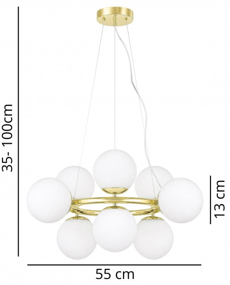 Nowoczesna lampa wisząca LEDO W9 Lampit z wymiarami wysokości i średnicy