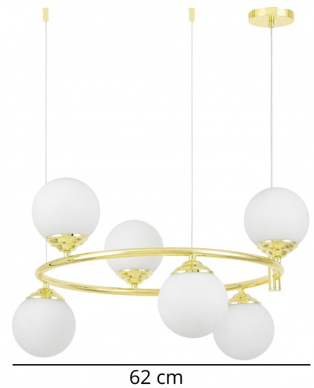 Pierścieniowa lampa wisząca FINO RING W6 wraz ze wskazaniem wymiarów