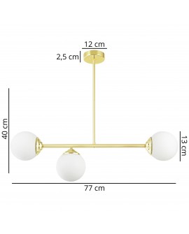 Złota lampa sufitowa z matowymi kloszami i wymiarami – oświetlenie do stylu nowoczesnego i modern classic