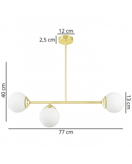 Złota lampa sufitowa z matowymi kloszami i wymiarami – oświetlenie do stylu nowoczesnego i modern classic