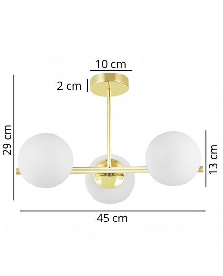 Lampa sufitowa LEDO W3 z podanymi wymiarami szerokości i wysokości