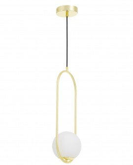 Stylowa lampa wisząca kula VERO 1B Lampit złoty stelaż i mleczny klosz