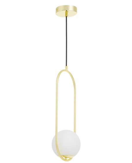 Stylowa lampa wisząca kula VERO 1B Lampit złoty stelaż i mleczny klosz