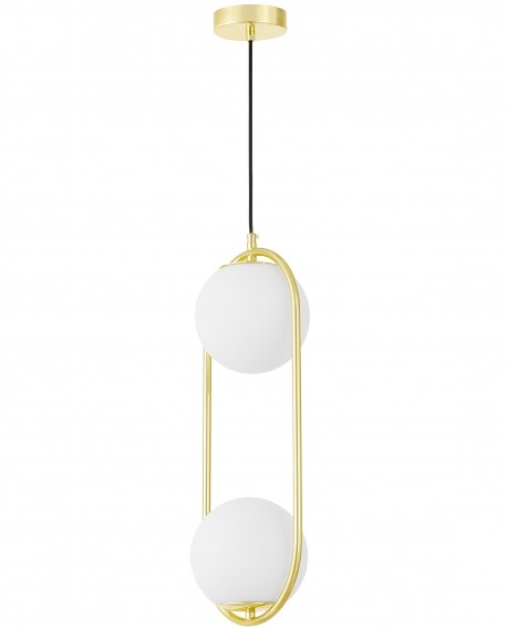 Złota lampa wisząca z białymi kulami VERO Lampit design do nowoczesnych wnętrz