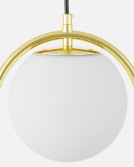 Szklana kula lampy wiszącej VERO Lampit z górnym złotym zawieszeniem detal