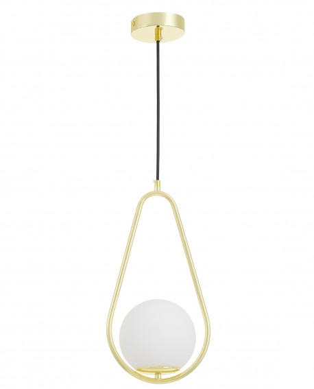 Lampa wisząca VERO 1C Lampit, złota oprawa w kształcie kropli z białym szklanym kloszem, elegancki design