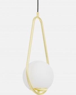 Lampa wisząca Lampit Vero 1C z białą kulą z profilu kształt kropli klasyczne złoto