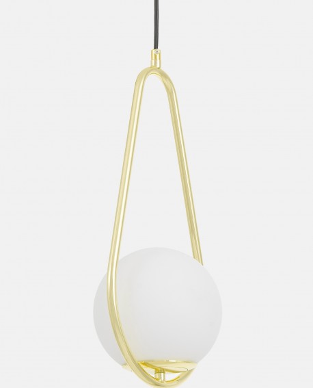 Lampa wisząca Lampit Vero 1C z białą kulą z profilu kształt kropli klasyczne złoto