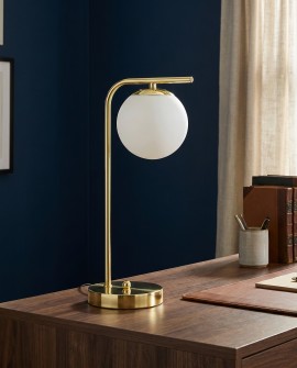 Stylowa lampa stołowa z metalu w kolorze złotym do domowego biura
