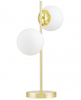 Lampa stołowa w stylu glamour Teso W2 Lampit z dwoma kulami na złotej podstawie