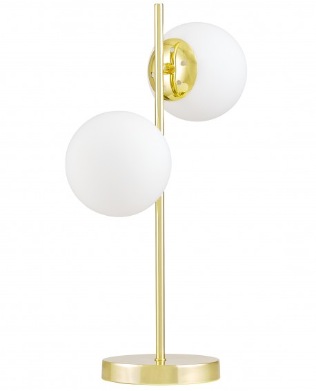 Lampa stołowa w stylu glamour Teso W2 Lampit z dwoma kulami na złotej podstawie