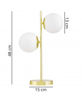 Lampa stołowa Teso W2 Lampit z wymiarami pokazanymi przy kloszach i podstawie