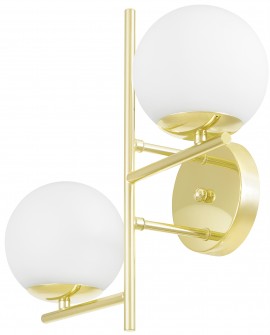 Lampa ścienna Fino W2 Lampit w kolorze złotym z białymi kloszami na metalowej konstrukcji
