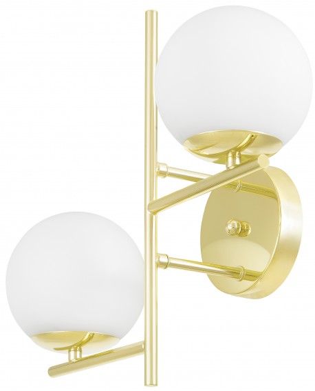 Lampa ścienna Fino W2 Lampit w kolorze złotym z białymi kloszami na metalowej konstrukcji