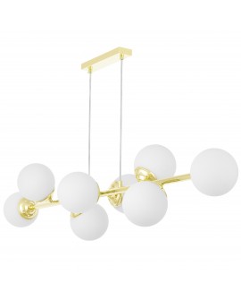 Biało-złota lampa wisząca FINO W8 z eleganckimi detalami do salonu
