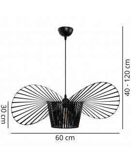 SOMBRERO D60 czarna lampa wisząca Lampit z podanymi wymiarami i zakresem regulacji