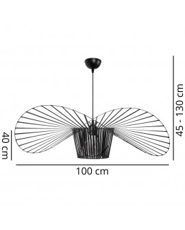 Designerska lampa SOMBRERO D100 z czytelną skalą wymiarów bocznych i regulacją wysokości