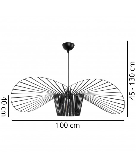 Designerska lampa SOMBRERO D100 z czytelną skalą wymiarów bocznych i regulacją wysokości
