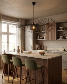 Nowoczesne efektowne oświetlenie wyspy kuchennej w nowoczesnej aranżacji