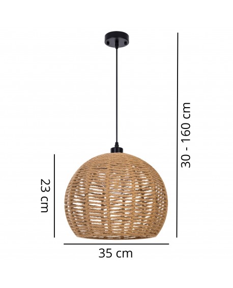 Lampa wisząca boho ze sznura Lampit BOHO 35 cm z wymiarami do kuchni lub jadalni