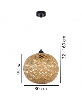 Lampa wisząca boho Lampit 30 cm z wymiarami klosza i regulacją zawieszenia