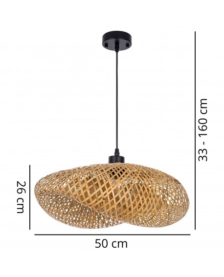 Parametry lampy wiszącej Lampit BOHO bambus 50 cm szerokość i 33-160 cm regulacja