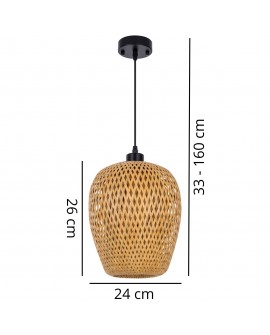 Wymiary bambusowej lampy wiszącej Lampit BOHO 24 cm wysokość regulowana