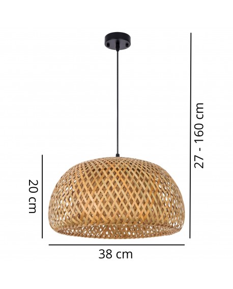 Wymiary lampy wiszącej boho Lampit 38 cm z regulacją wysokości