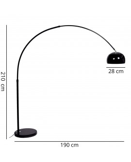 Łukowa lampa podłogowa AZURRO B1 czarna o wysokości 210 cm i szerokości 190 cm
