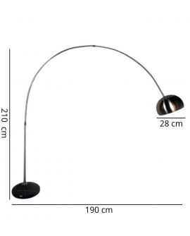 Łukowa lampa podłogowa AZURRO B1 z wymiarami 210 cm wysokości i 190 cm szerokości