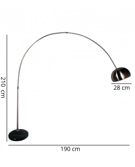 Łukowa lampa podłogowa AZURRO B1 z wymiarami 210 cm wysokości i 190 cm szerokości