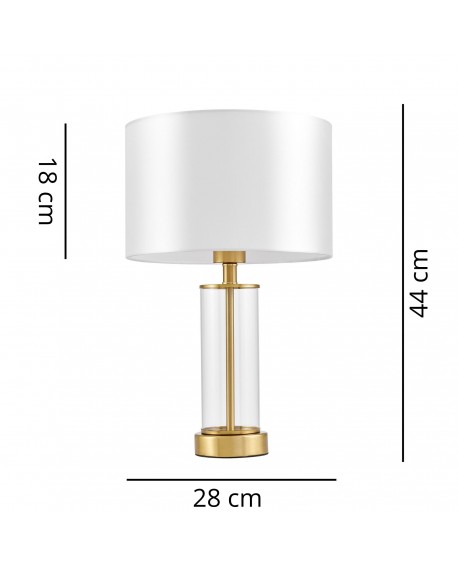 Schemat lampy stołowej LEONA Lumina Deco z wymiarami 44 cm wysokości i 28 cm szerokości
