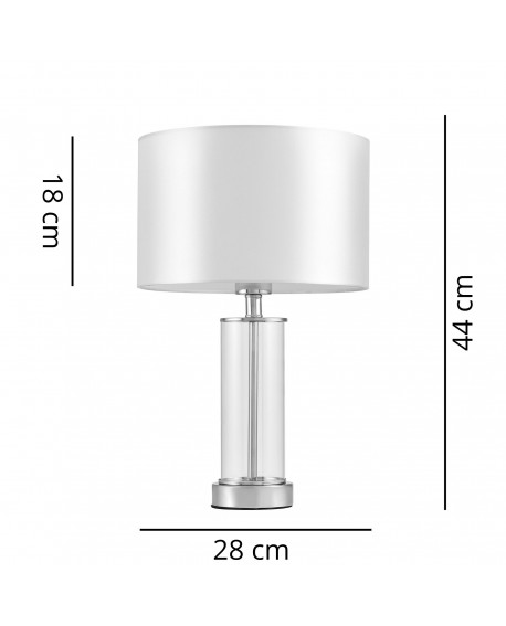 Lampa nocna o wysokości 44 cm Leona Lumina Deco biały abażur chromowana podstawa