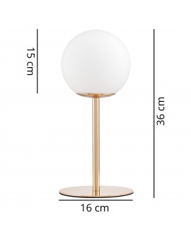 Schemat wymiarów lampy stołowej FREDICA Lumina Deco w kolorze złotym