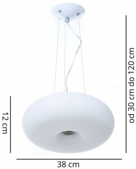 Wymiary lampy wiszącej BIANTE D38 od Lumina Deco oznaczone szerokością i regulacją wysokości